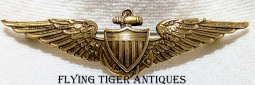 Gorgeous ca 1920 10K Gold Cap Size USN Pilot Wing by Rare San Diego Jeweler Jessop