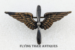 Beautiful WWI "Been There" BB&B Made US Air Service Officer Collar Winged Prop in Silver & Bronze