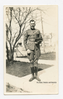 Great WWI USAS Pilot from Oklahoma City with HUGE Eisenstadt Moustache Wing