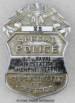 Rare 1960s US Naval Air Station NAS Memphis Dept of Def. Special Police Badge #25