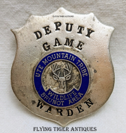 Rare 1960s-70s Mountain Tribe Brunot Area Colorado Wildlife Deputy Game Warden Badge