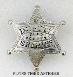 Great Old West 1910s-1920s Weld Co Colorado Deputy Sheriff Badge by Sachs Lawlor