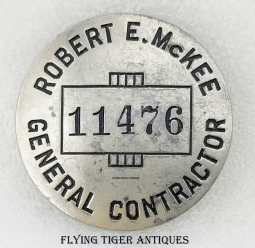 WWII Robert E. Mckee General Contractor Worker Badge as worn at LOS ALAMOS Manhattan Project Site