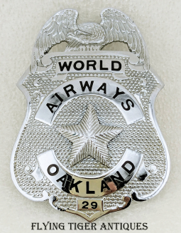 Rare 1950s-1960s World Airways Guard Badge from their HQ in Oakland CA