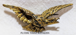 Rare Early WWI French Fix Type Eagle Aviation Patriotic Badge in Gilt Bronze by ORIA