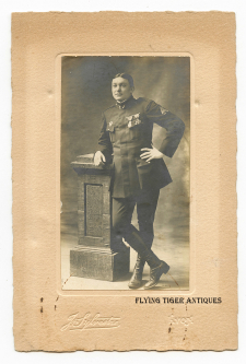 WWI Ca 1916-1917 French Pilot Small Studio Photograph from Lyon