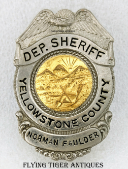 Great Old ca 1950 Yellowstone Co Montana Deputy Sheriff Badge of Norman Faulder