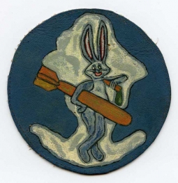 Great Early WWII Hand-Painted Leather USAAF 324th Bomb Squadron 91st Bomb Group 8th AF Jacket Patch