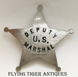 Fantastic 1890s Old West Deputy US Marshal Hand-Stamped 5 pt Star in Nickel Plated Nickel