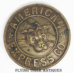 Ext. Rare 1870's American Express "Bulldog" Messenger Hat Badge in Lead-Filled Brass