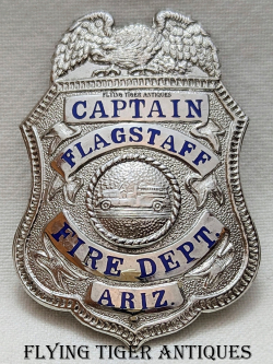 Beautiful 1950s Flagstaff AZ Fire Dept Captain Badge by LAS&SCO