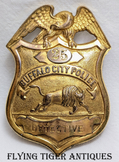 Gorgeous ca 1900 Buffalo NY City Police Detective Badge # 25