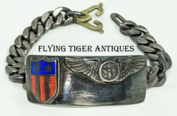 Beautiful, Heavy Silver Chinese Made CBI USAAF Air Crew Bracelet Named on back. 1942's - 1944's.