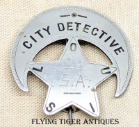 Unique & Wonderful 1900s - 1910s San Antonio Texas City Detective Badge of Louis Cardenas