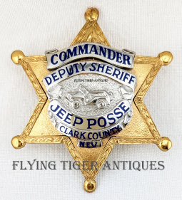 Rare 1960s Clark Co NV Deputy Sheriff Jeep Posse Commander Badge by Sun