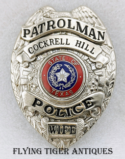 1980s-1990s Cockrell Hill TX Police Patrolman's Wife Private Purchase Badge by Blackinton