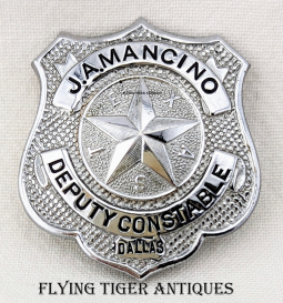 Early 1960s Dallas County TX Deputy Constable Badge of J.O.E. Mancino