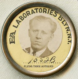 Wonderful & Rare WWI Era Worker Photo ID Badge for EA Laboratories in Brooklyn, NY