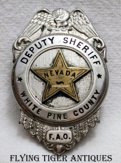 Nice Old 1920s-1930s White Pine Co NV Deputy Sheriff Badge by Salt Lake Stamp