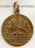 Ext. Rare WWI Bronze Medal Awarded by Italian Gov. to American Aviators Training in Foggia, Italy