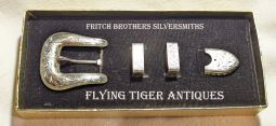 Beautiful Old 1950s-1960s Fritch Brothers 1" 4 Piece Ranger Belt Buckle Set in Original Box