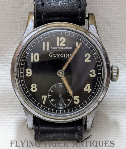 WWII German Dienstuhr or Service Watch by GLYCINE with Luftwaffe Over-the-Coat Watchband