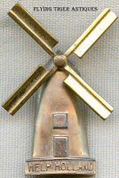 Great Early WWII 'Help Holland' Donation Badge by Silson with Working Windmill Blades