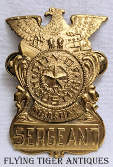 1950s-1960s Houston TX Marshal Office Sergeant Hat Badge