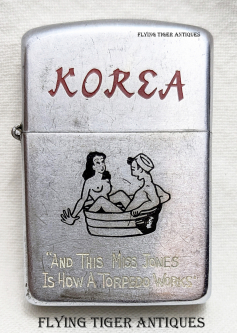 Wonderful ca 1950 Korean War USN Risque Nudie Lighter by ABC How a Torpedo Works