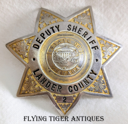 1950s-1960s Lander Co Nevada 7-pt Star Deputy Sheriff Badge # 2