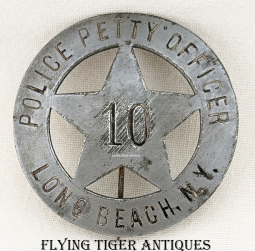 1943 Large USN Police Petty Officer Circle Star Badge from USN Receiving Station Long Beach NY