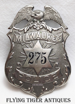 Wonderful ca 1900 2nd Issue Milwaukee WI Large Police Badge # 275 by Schwaab S & S. CO.