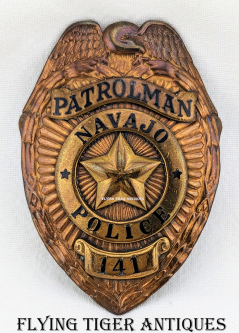 Rare ca 1960 1st Issue Navajo Police Patrolman Badge # 141 by LAS&SCO