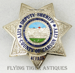 Great ca 1970 Carson City & County Nevada Deputy Sheriff Badge # 32 by Entenmann Rovin