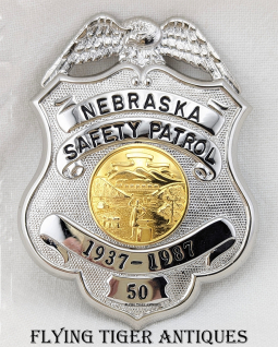 1987 Nebraska Safety Patrol 50th Anniversary Badge by Blackinton