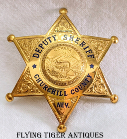 Beautiful ca 1950 Churchill Co, Nevada Deputy Sheriff 6-pt Badge by Ed Jones