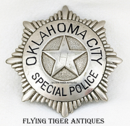 Ext Rare ca 1900 Territorial Oklahoma City Special Police Badge by Sachs-Lawlor