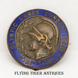 Wonderful 1908 London Summer Olympic Games Competitor Badge # WG 209