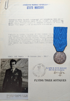 Very Rare Silver MIL Valor Document & Medal to Fausto Fornaci, 9 Kill Ace RSI Period