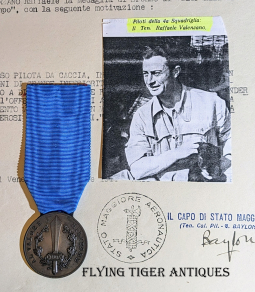 Very Rare Bronze MIL Valor Document & Medal to Raffeal Valenzano, 8 Kill Ace RSI Period