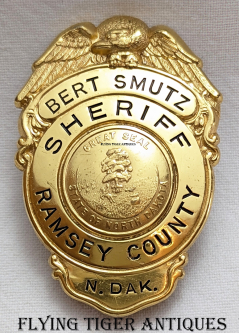 Beautiful ca 1935 Ramsey Co ND Sheriff Badge of Bert Smutz