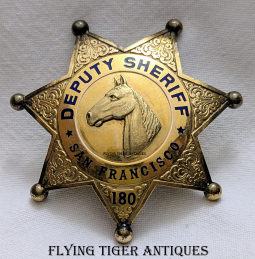 1930s Gold Front San Francisco Sheriff's Posse Badge of Founding Member Kent Weaver by Ed Jones