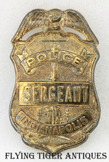 1970s - 1980s Indianapolis Indiana Police Sergeant Badge with Great Duty Wear