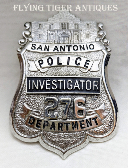 Great 1970s-1980s San Antonio TX Police Investigator Badge # 276