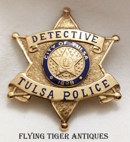 Great circa 1970 Tulsa Oklahoma Police Detective 6-pt Star Badge # 189 by Entenmann-Rovin