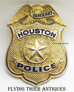 1990s-2000s Houston TX Police Sergeant Badge by Blackinton with Nice Duty Wear