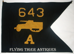 WWII US Army A Co. 643rd Tank Destroyer Battalion Guidon with Pole Ends