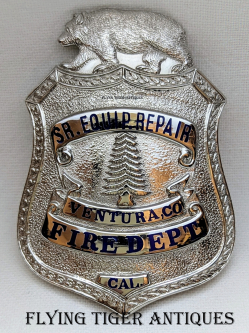 Ventura Co Fire Dept Senior Equipment Repair Badge Ca 1950s-1960s by LAS&SCO