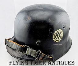 Extremely Rare REAL WWII Volkswagen Factory Guard Steel Helmet