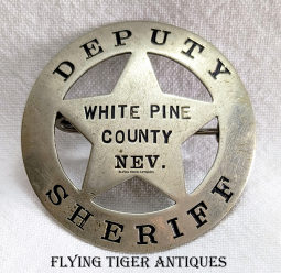 Great Old West ca 1905 White Pine Co NV Hand Stamped Deputy Sheriff Circle Star Badge